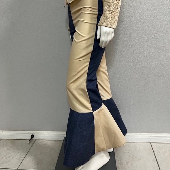 New Color Block High Rise Big Bell Bottom Pants - Picture 4 of 7